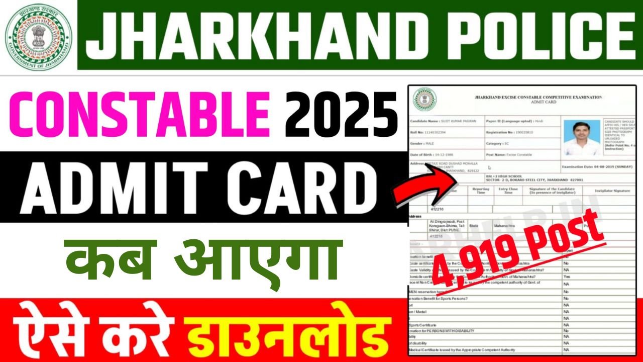 Jharkhand Police Admit Card 2025